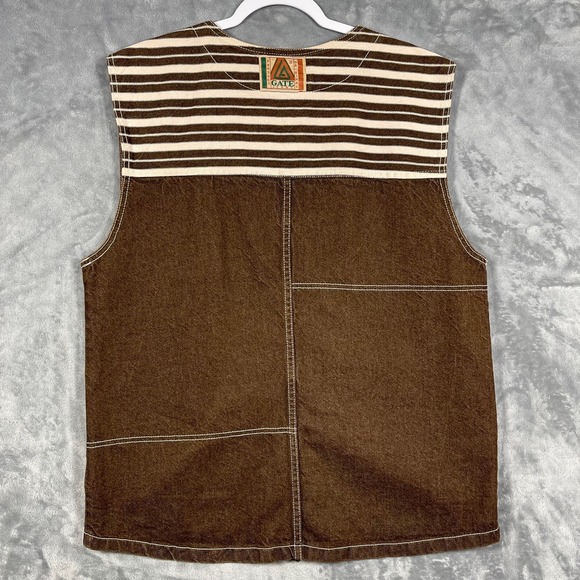 GATE‎ JEANS Mens Brown Denim Workwear Western Vest Metal Buttons Made in USA M - Picture 7 of 9